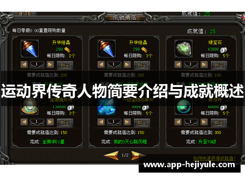 运动界传奇人物简要介绍与成就概述